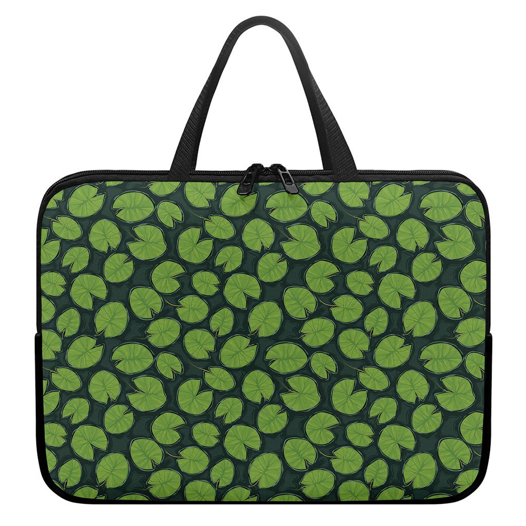 Water Lily Pads Pattern Print Laptop Sleeve With Handle