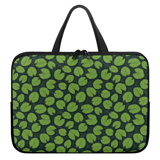 Water Lily Pads Pattern Print Laptop Sleeve With Handle