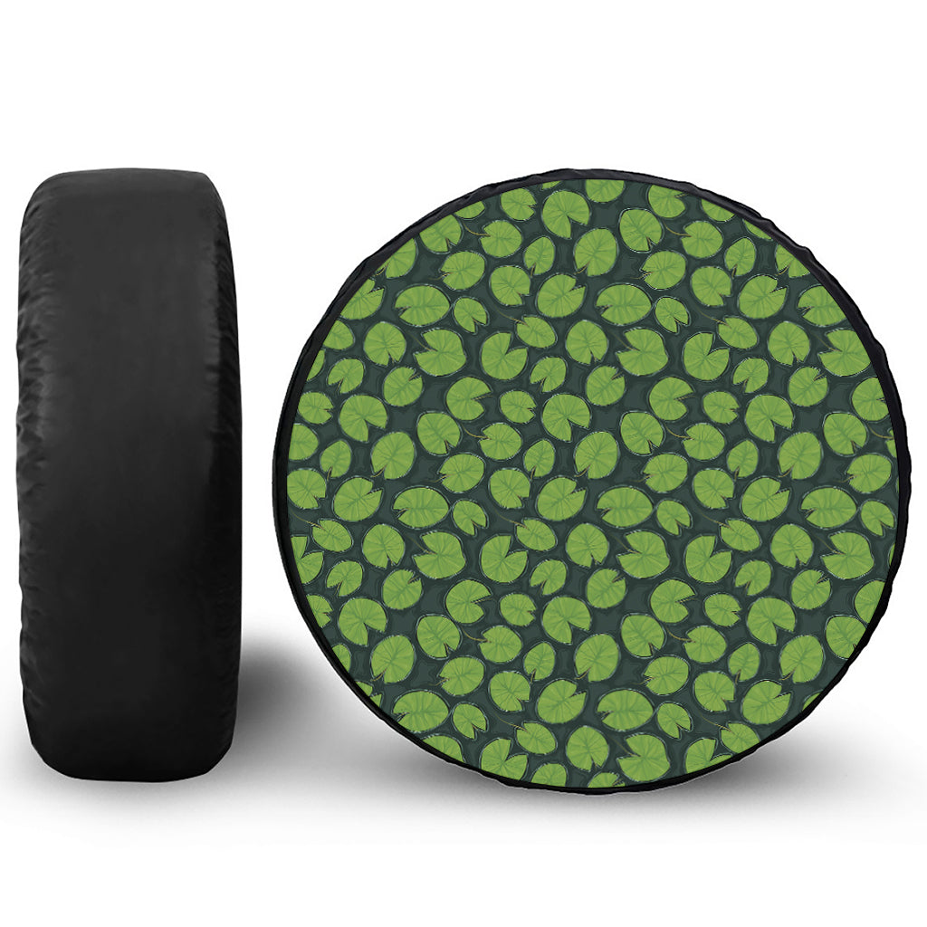 Water Lily Pads Pattern Print Leather Spare Tire Cover