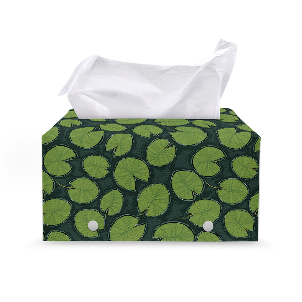 Water Lily Pads Pattern Print Leather Tissue Box Cover