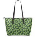Water Lily Pads Pattern Print Leather Tote Bag With Zipper