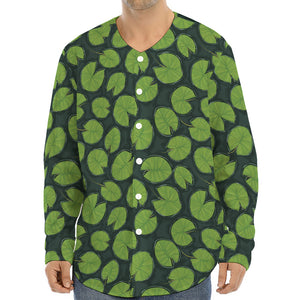 Water Lily Pads Pattern Print Long Sleeve Baseball Jersey