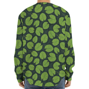 Water Lily Pads Pattern Print Long Sleeve Baseball Jersey