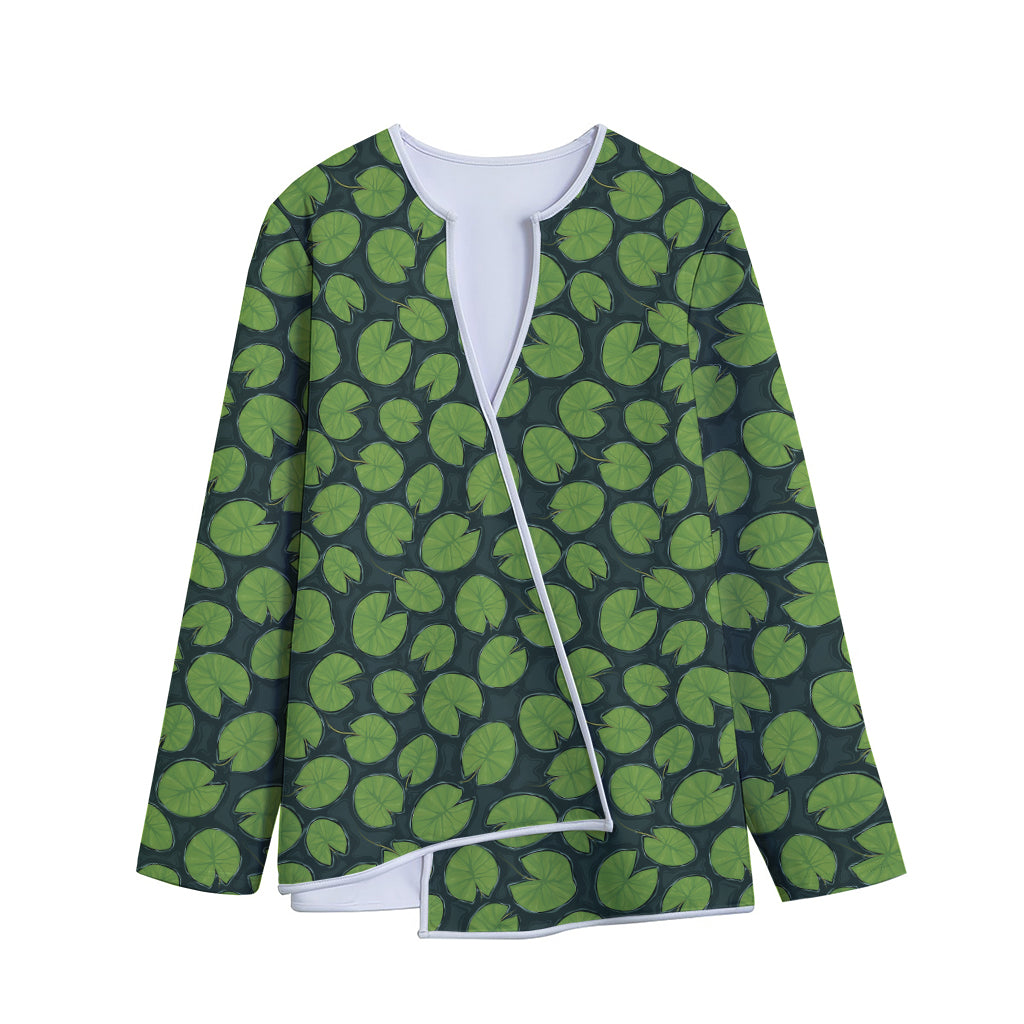Water Lily Pads Pattern Print Long Sleeve Short Coat
