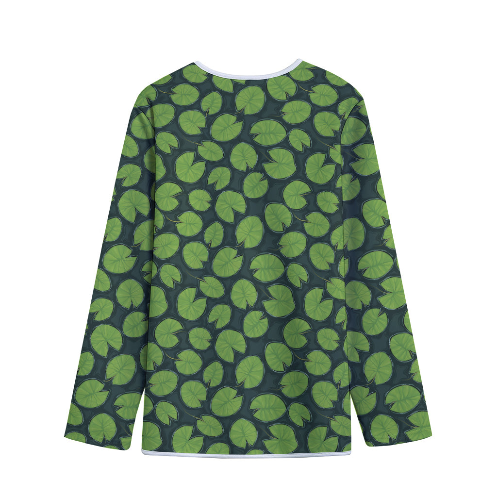 Water Lily Pads Pattern Print Long Sleeve Short Coat