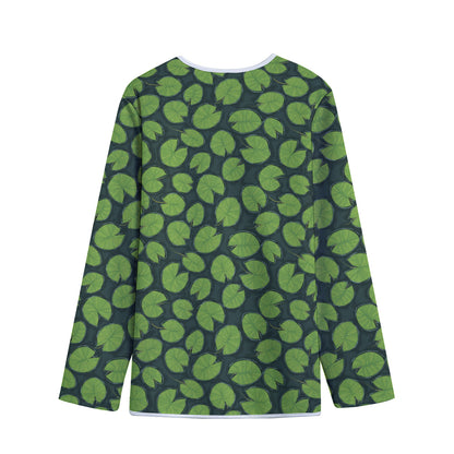 Water Lily Pads Pattern Print Long Sleeve Short Coat