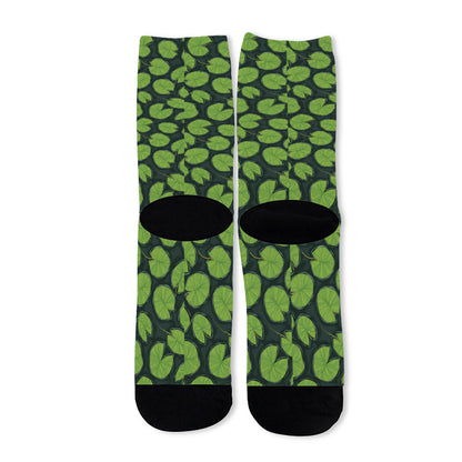 Water Lily Pads Pattern Print Long Socks