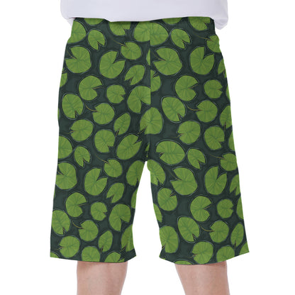 Water Lily Pads Pattern Print Men's Beach Shorts