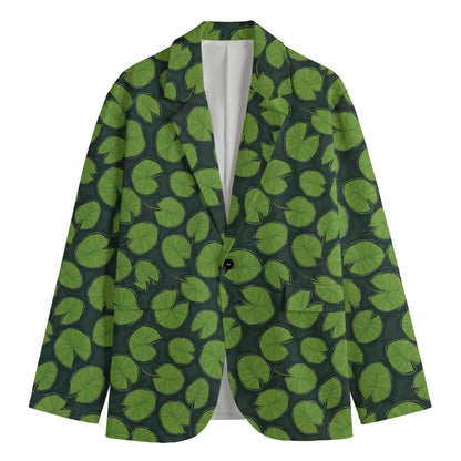 Water Lily Pads Pattern Print Men's Blazer