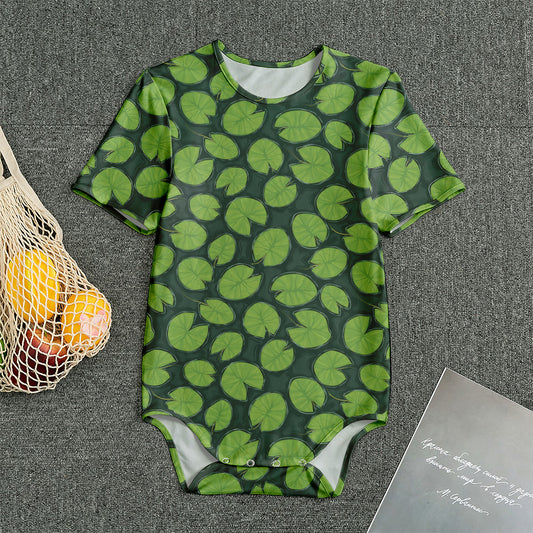 Water Lily Pads Pattern Print Men's Bodysuit
