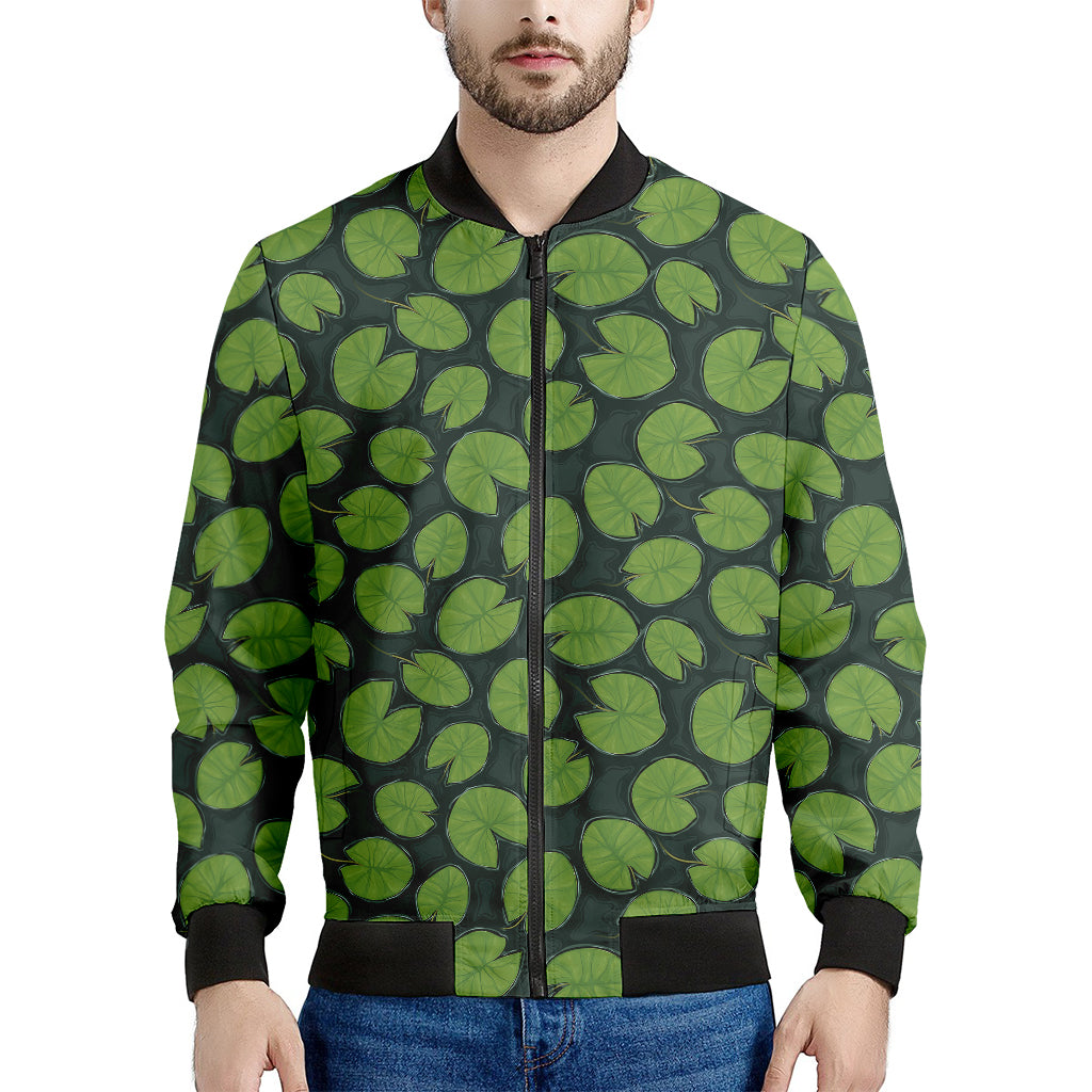 Water Lily Pads Pattern Print Men's Bomber Jacket