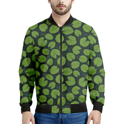 Water Lily Pads Pattern Print Men's Bomber Jacket