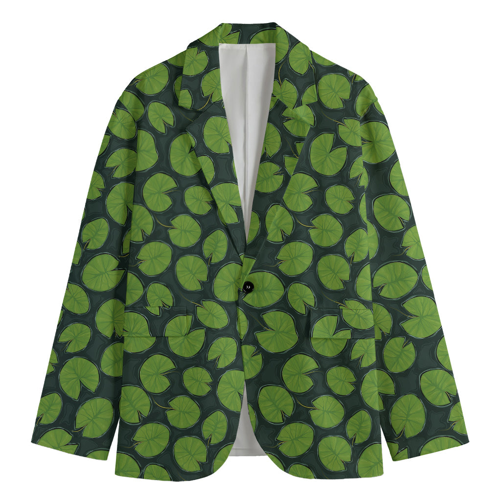 Water Lily Pads Pattern Print Men's Cotton Blazer
