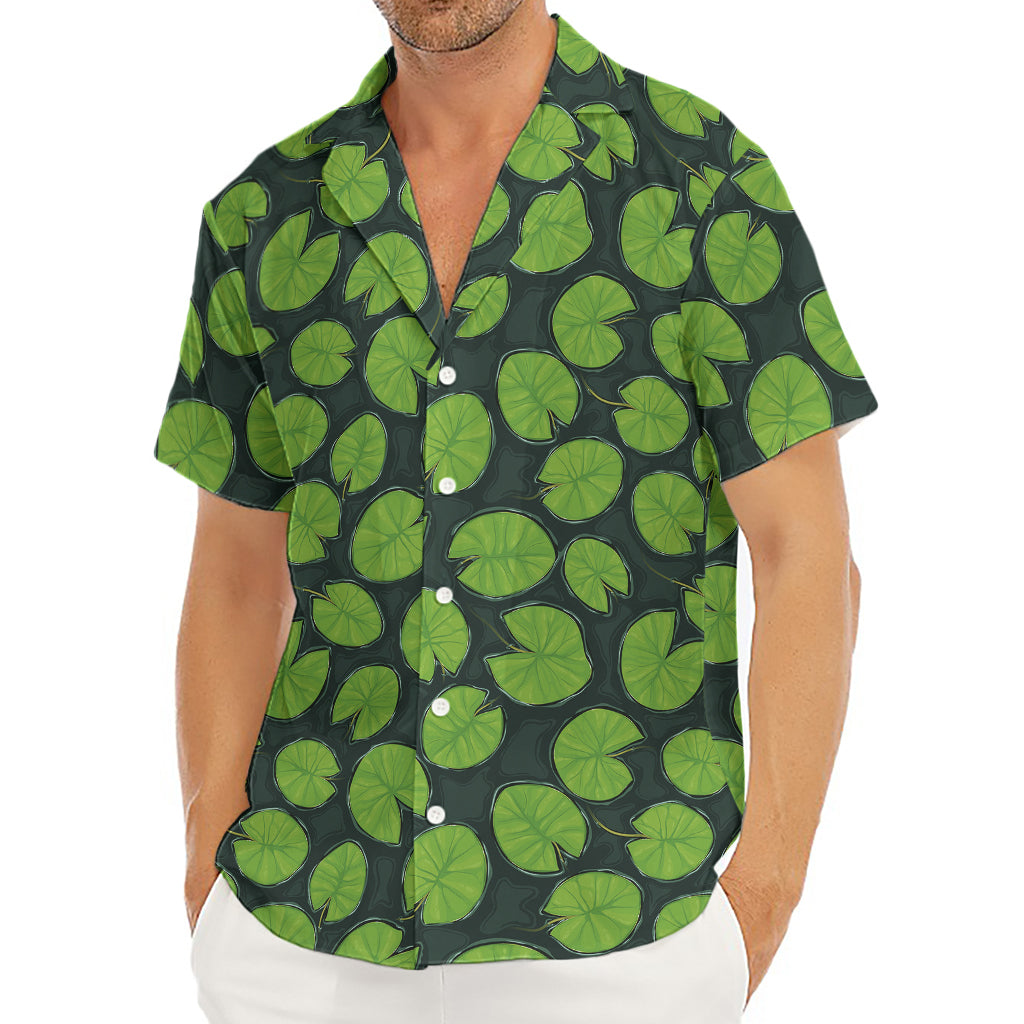 Water Lily Pads Pattern Print Men's Deep V-Neck Shirt