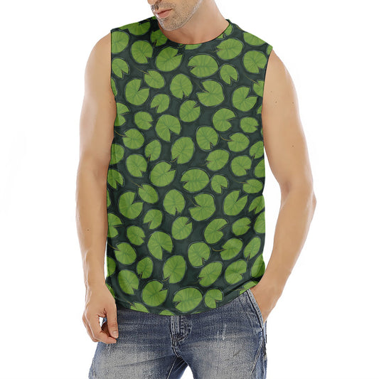 Water Lily Pads Pattern Print Men's Fitness Tank Top