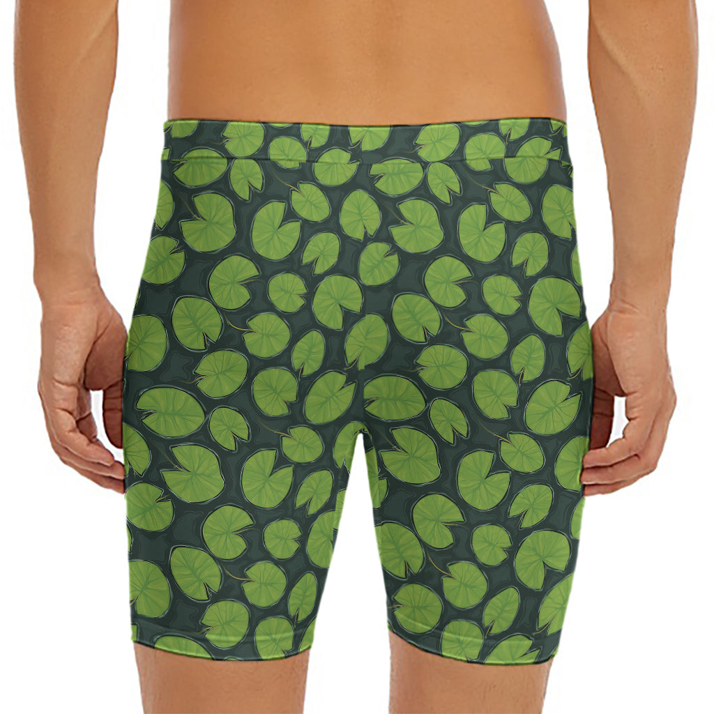 Water Lily Pads Pattern Print Men's Long Boxer Briefs