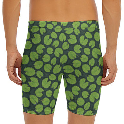 Water Lily Pads Pattern Print Men's Long Boxer Briefs