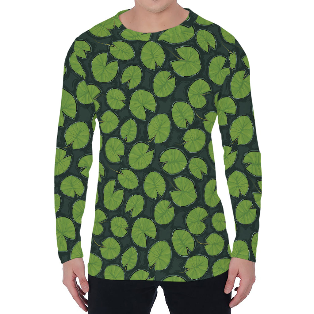 Water Lily Pads Pattern Print Men's Long Sleeve T-Shirt