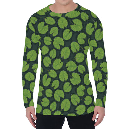 Water Lily Pads Pattern Print Men's Long Sleeve T-Shirt