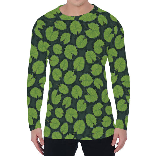 Water Lily Pads Pattern Print Men's Long Sleeve T-Shirt