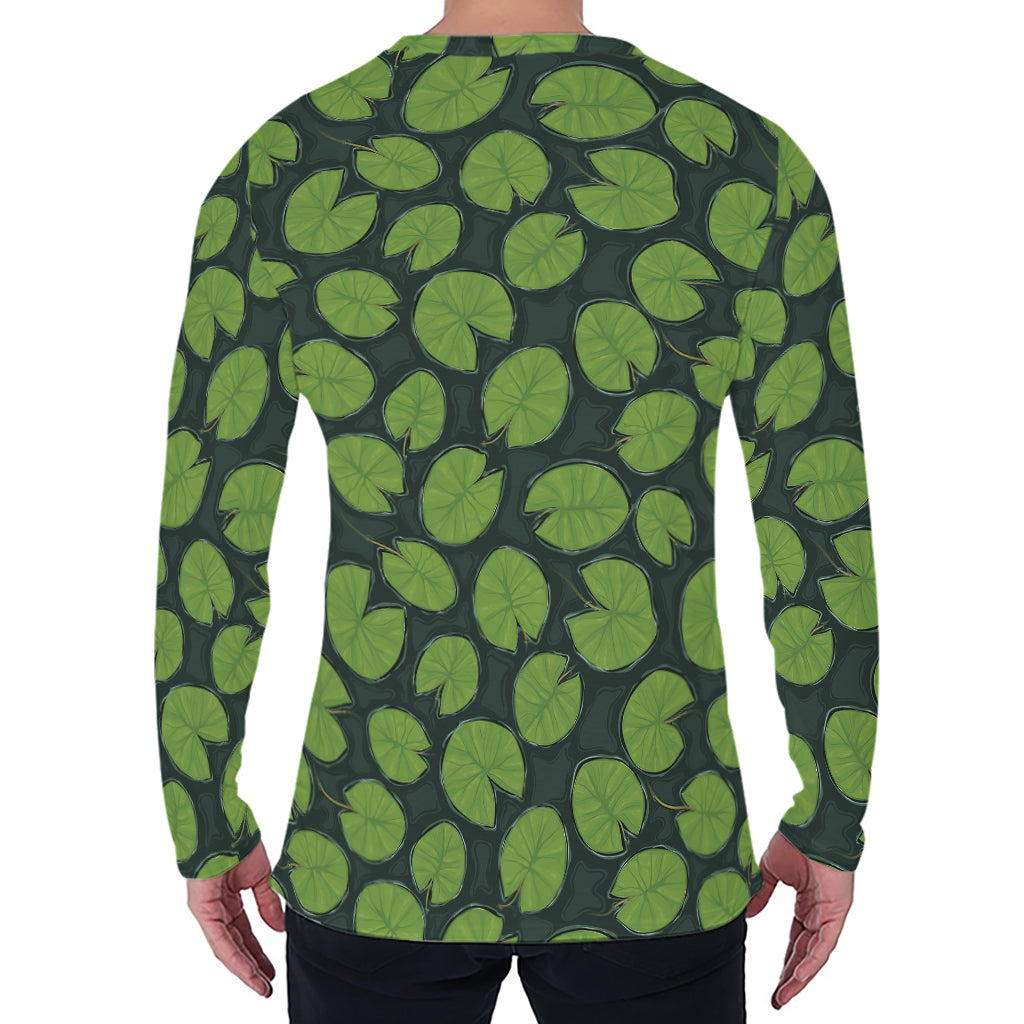 Water Lily Pads Pattern Print Men's Long Sleeve T-Shirt
