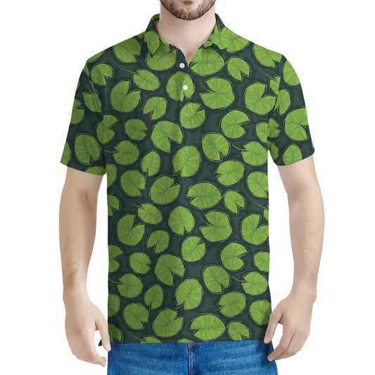 Water Lily Pads Pattern Print Men's Polo Shirt