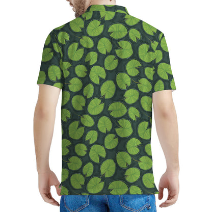 Water Lily Pads Pattern Print Men's Polo Shirt