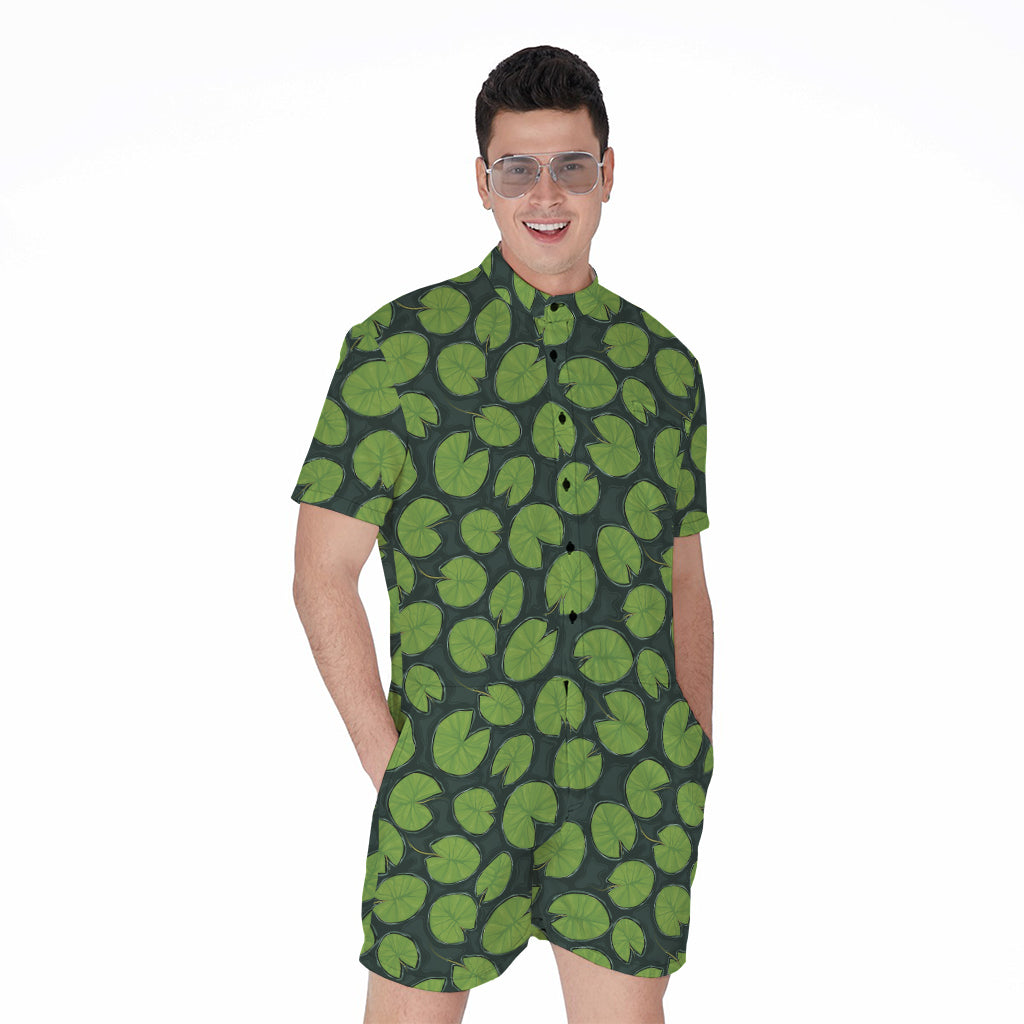 Water Lily Pads Pattern Print Men's Rompers