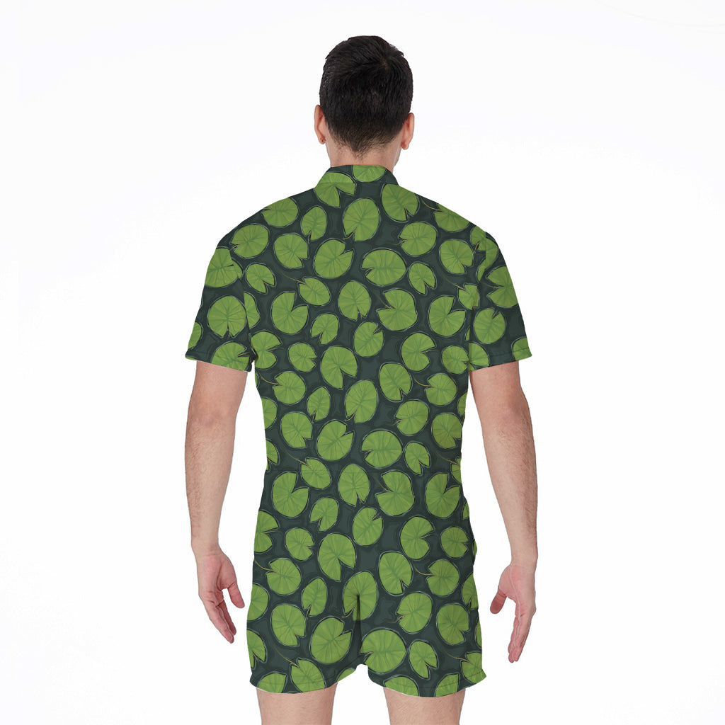 Water Lily Pads Pattern Print Men's Rompers