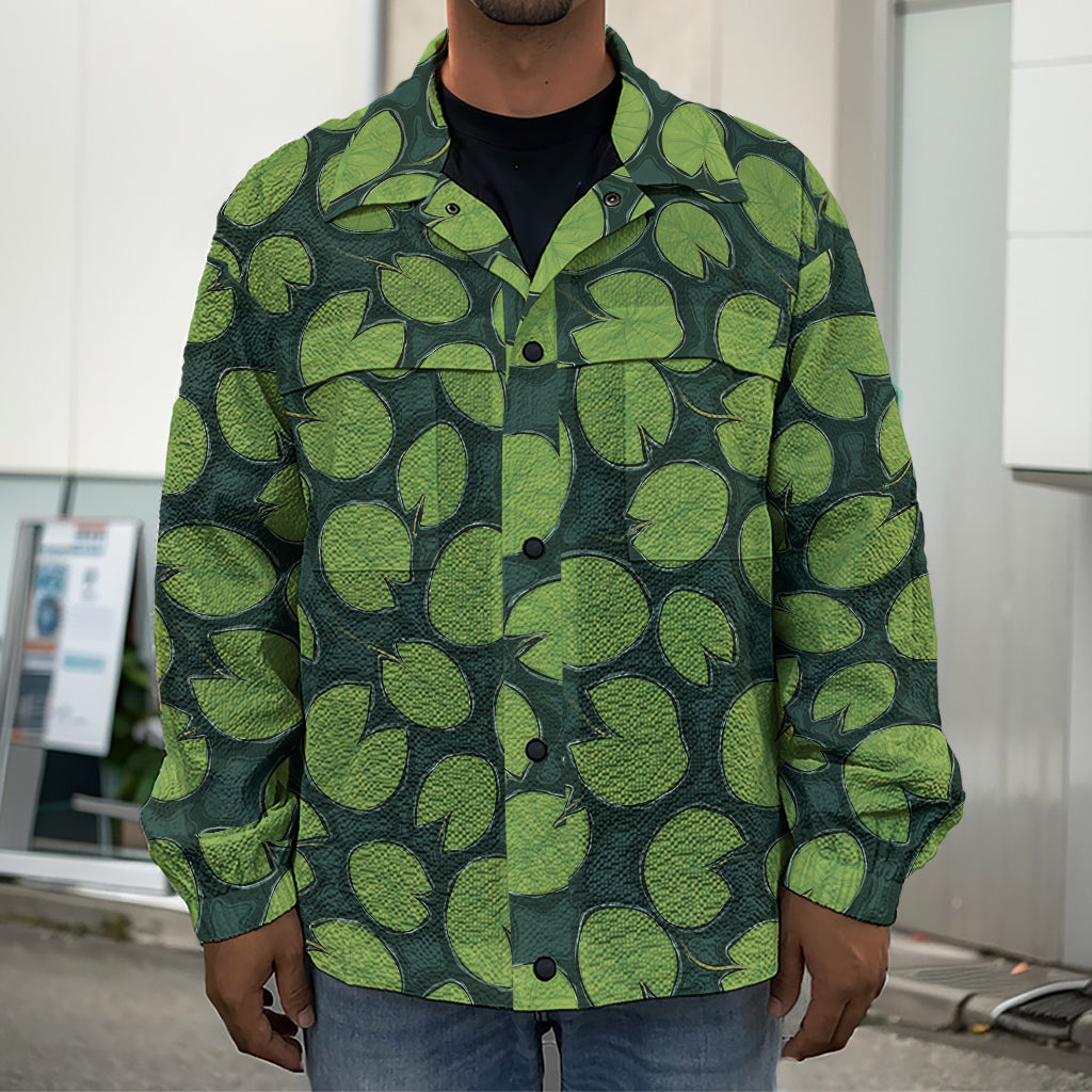 Water Lily Pads Pattern Print Men's Shirt Jacket