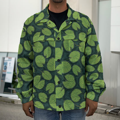 Water Lily Pads Pattern Print Men's Shirt Jacket