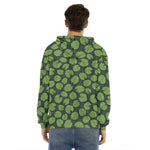 Water Lily Pads Pattern Print Men's Velvet Pullover Hoodie