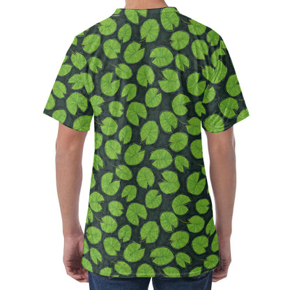 Water Lily Pads Pattern Print Men's Velvet T-Shirt