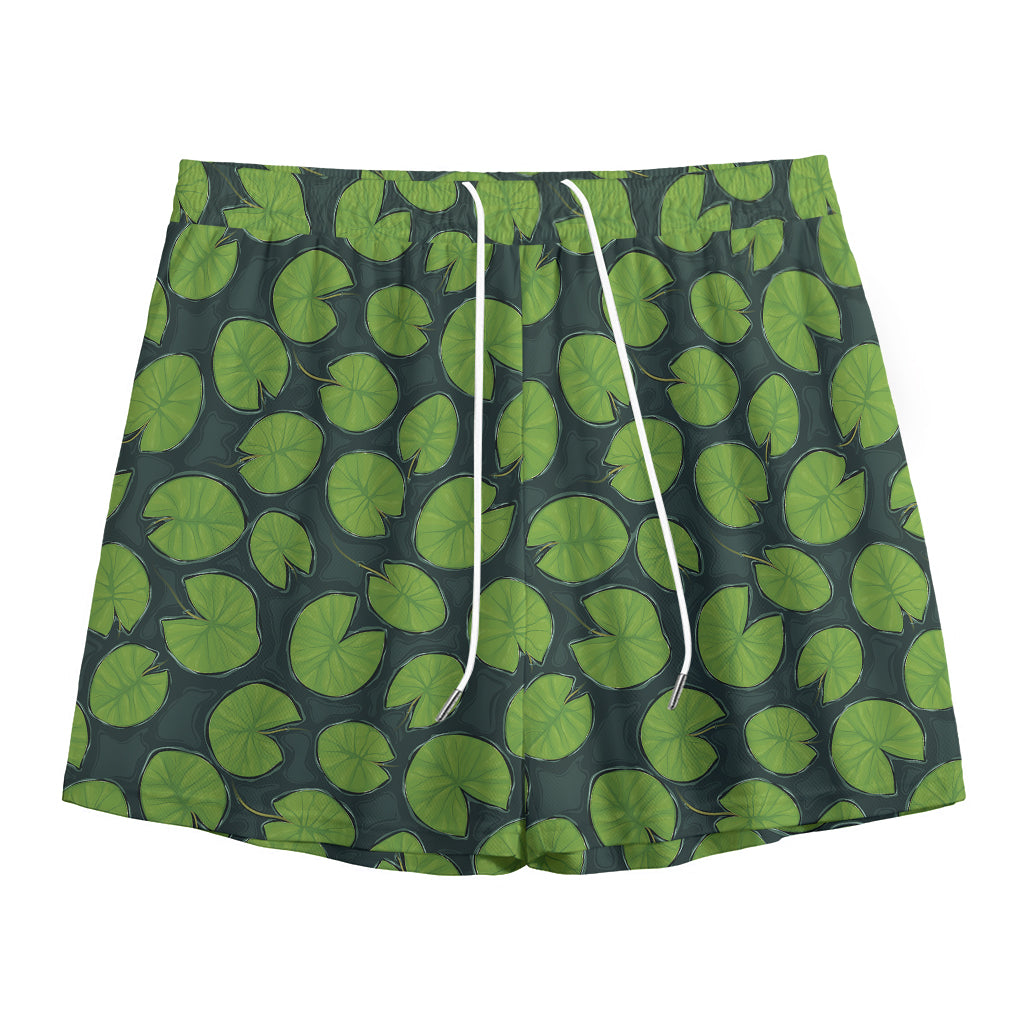Water Lily Pads Pattern Print Mesh Shorts