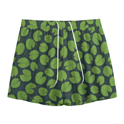 Water Lily Pads Pattern Print Mesh Shorts