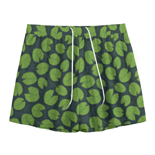 Water Lily Pads Pattern Print Mesh Shorts