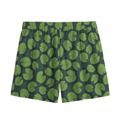 Water Lily Pads Pattern Print Mesh Shorts