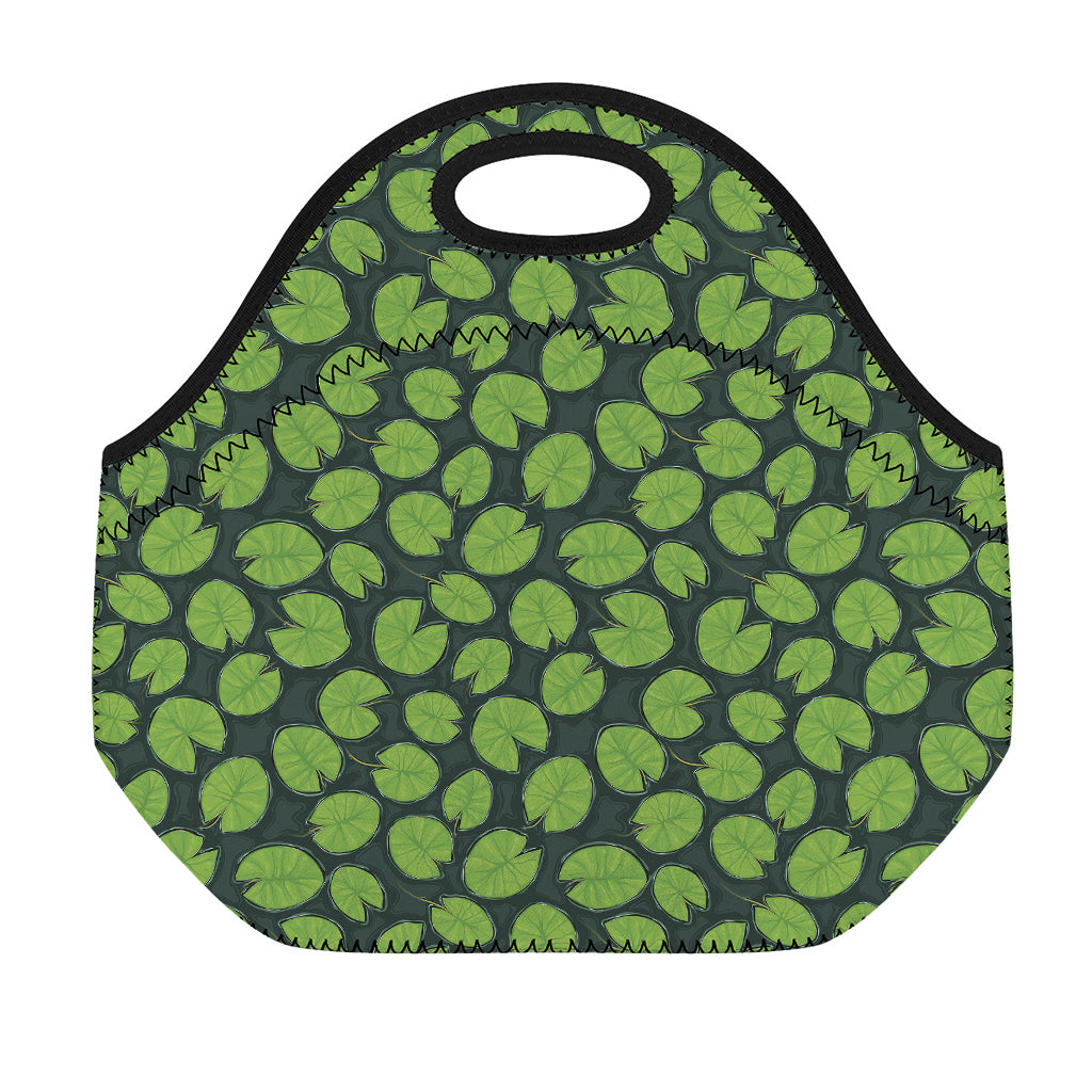 Water Lily Pads Pattern Print Neoprene Lunch Bag