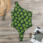 Water Lily Pads Pattern Print One Shoulder Bodysuit