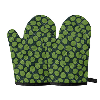 Water Lily Pads Pattern Print Oven Mitts