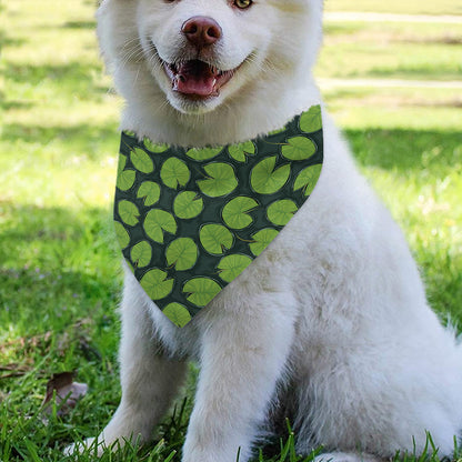 Water Lily Pads Pattern Print Over The Collar Dog Bandana