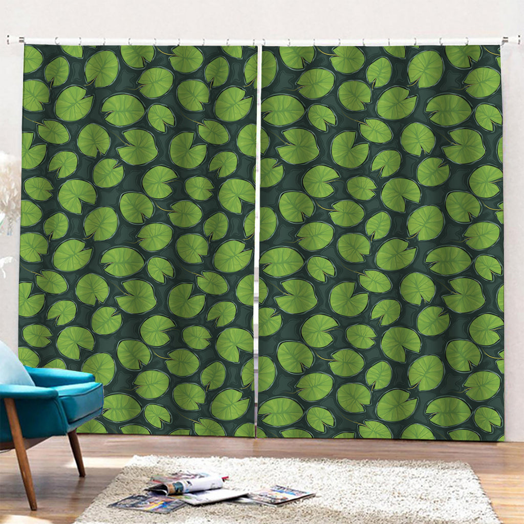 Water Lily Pads Pattern Print Pencil Pleat Curtains