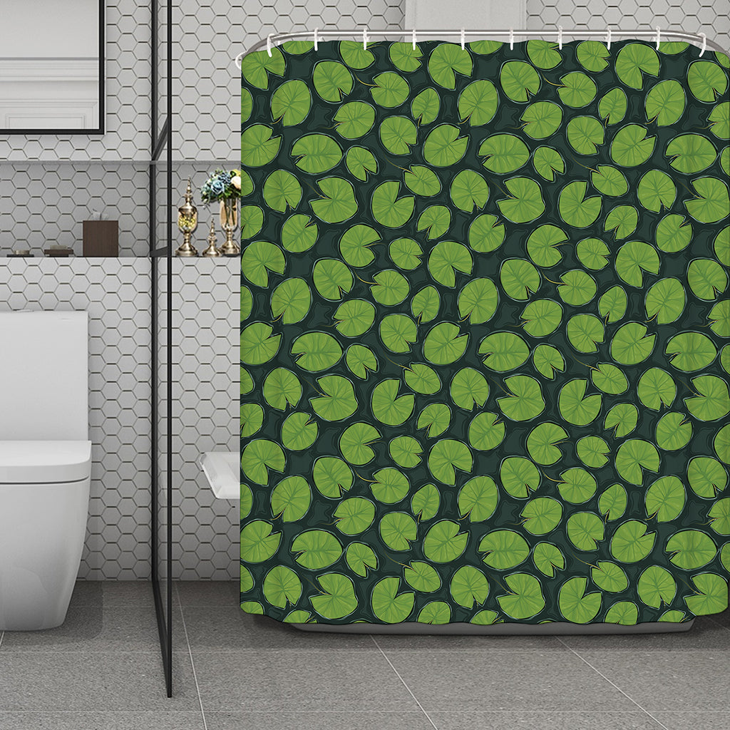 Water Lily Pads Pattern Print Polyester Shower Curtain