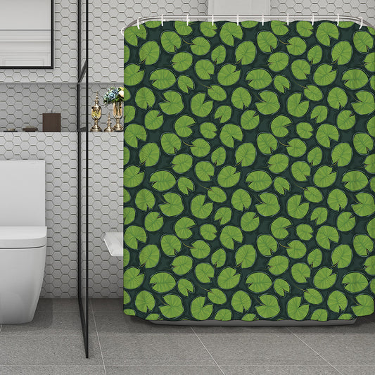 Water Lily Pads Pattern Print Polyester Shower Curtain