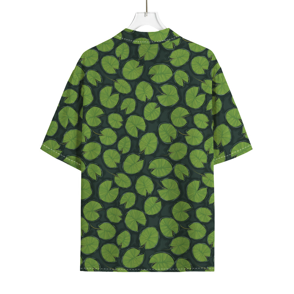 Water Lily Pads Pattern Print Rayon Hawaiian Shirt