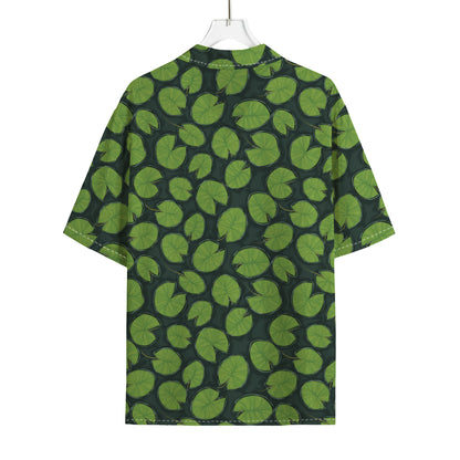 Water Lily Pads Pattern Print Rayon Hawaiian Shirt