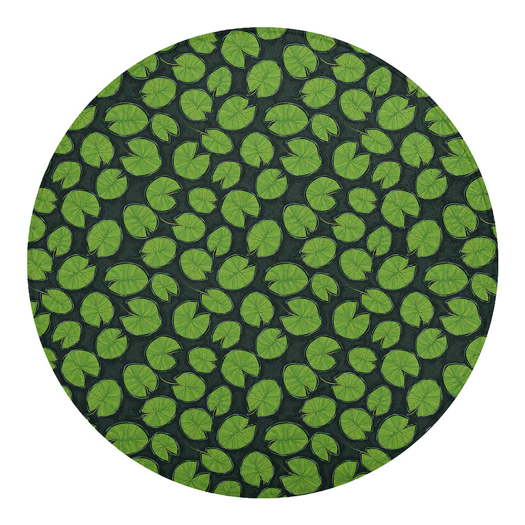 Water Lily Pads Pattern Print Round Blanket