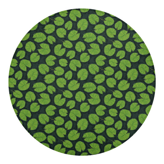 Water Lily Pads Pattern Print Round Blanket