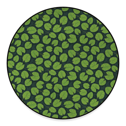 Water Lily Pads Pattern Print Round Floor Mat