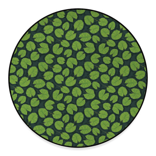 Water Lily Pads Pattern Print Round Floor Mat